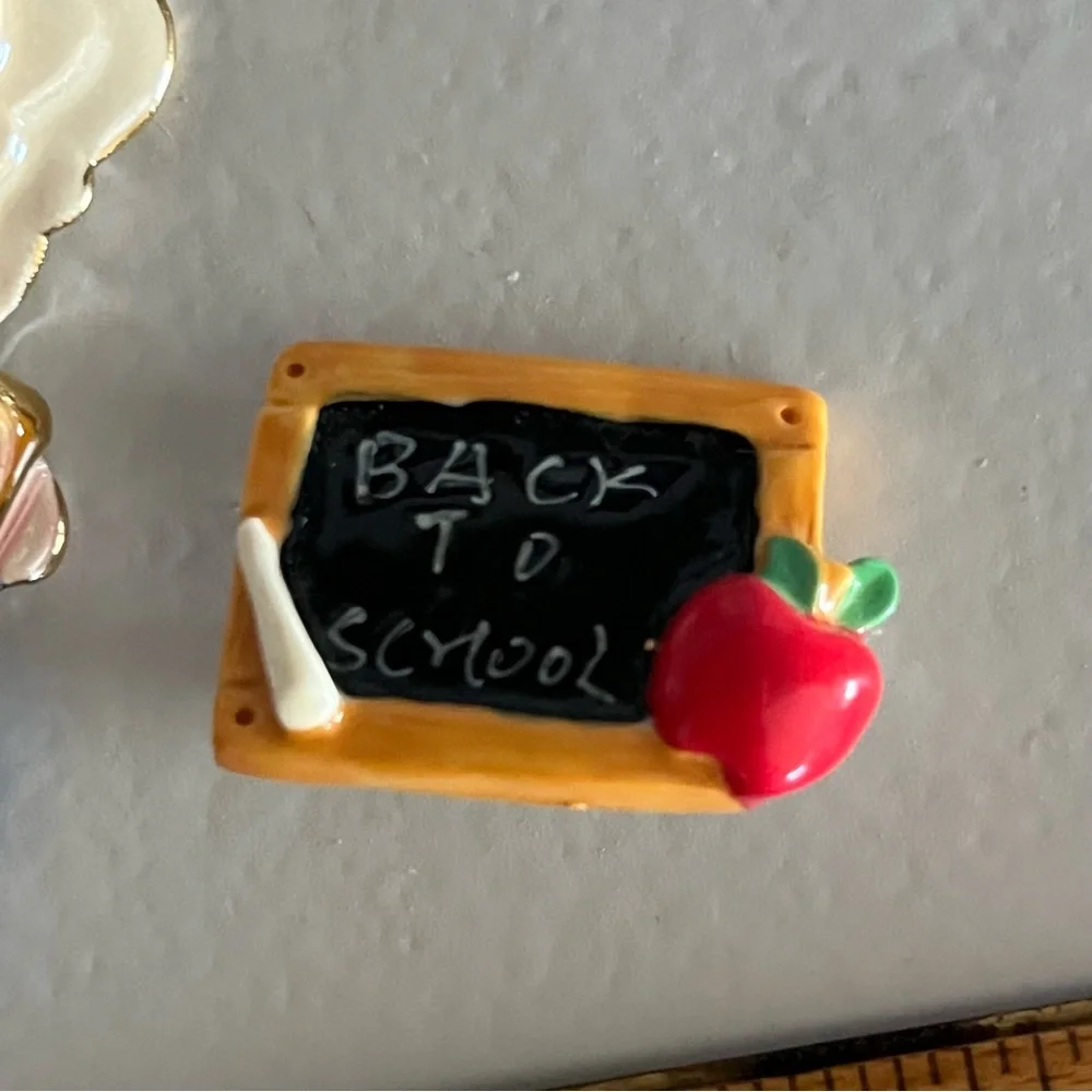 2 Teacher Angel Set Pin Brooch Iridescent School Teacher Chalkboard gift Vintage